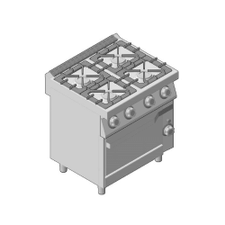 Κουζίνα Αερίου Επιδαπέδια με 4 Καυστήρες και Αποθηκευτικό Χώρο GICO Ιταλίας