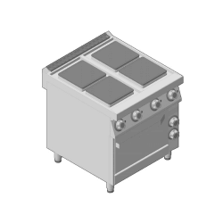 Κουζίνα Ηλεκτρική Επιδαπέδια με 4 Εστίες 30x30 και Αποθηκευτικό Χώρο GICO Ιταλίας