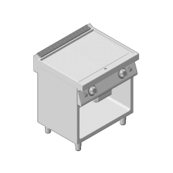 Πλατώ Αερίου Διπλό Επιτραπέζιο με Μισή-Μισή Επιφάνεια Σκληρού Χρωμίου 80cm GICO Ιταλίας