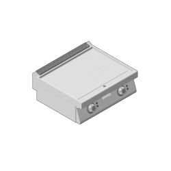 Πλατώ Αερίου Διπλό Επιδαπέδιο με Μισή-Μισή Επιφάνεια Σκληρού Χρωμίου 80cm GICO Ιταλίας