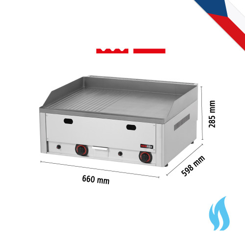 Πλατώ αερίου διπλό 1/2 λείο 1/2 ραβδωτό