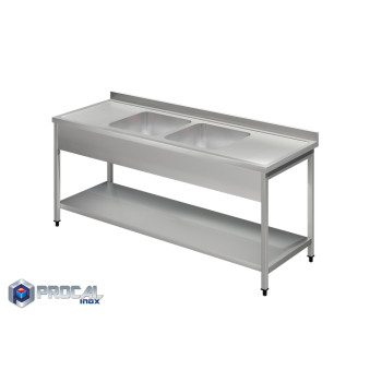 Open sink with 2 troughs 50x50x30|140X70X86