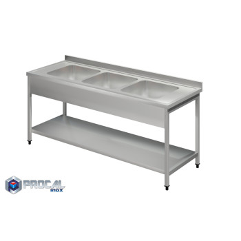Open sink with 3 troughs 50x50x30|200X70X86