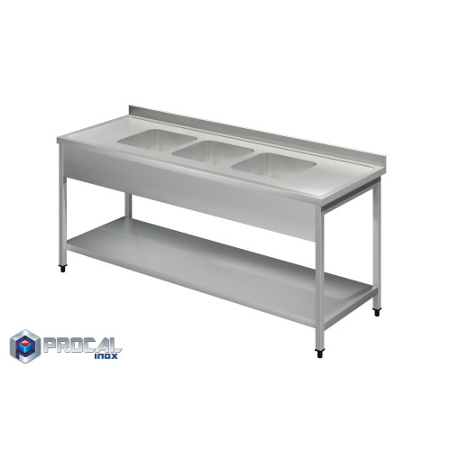 Λάντζα ανοιχτή με 3 γούρνες 40x40x25|240X70X86