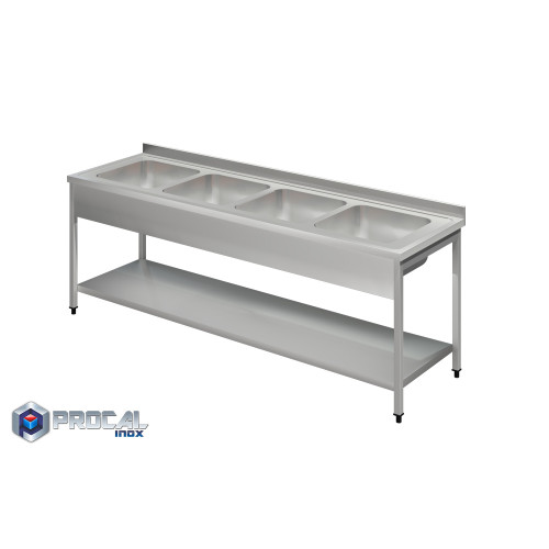 Λάντζα ανοιχτή με 4 γούρνες 50x50x30|240X70X86